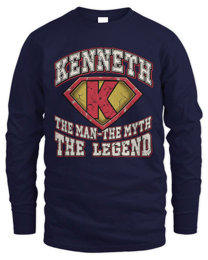 The Man The Myth The Legend Superman Graphic T-Shirt KENNETH M1-74 / Men's Long Sleeved T-Shirt / navy