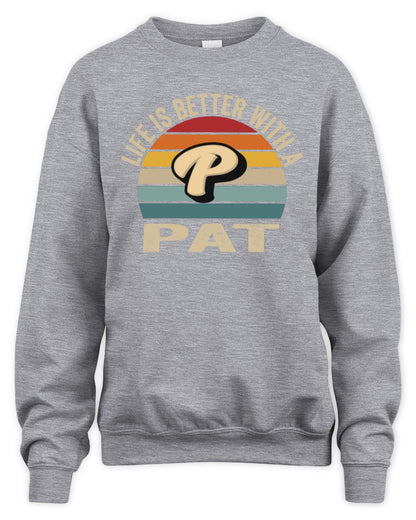 Life Is Better with Name Vintage Sun Shirt PAT M1-50 / Unisex Sweatshirt / sport grey