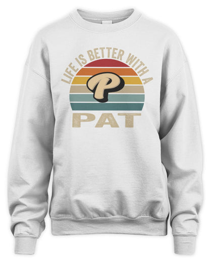 Life Is Better with Name Vintage Sun Shirt PAT M1-50 / Unisex Sweatshirt / white