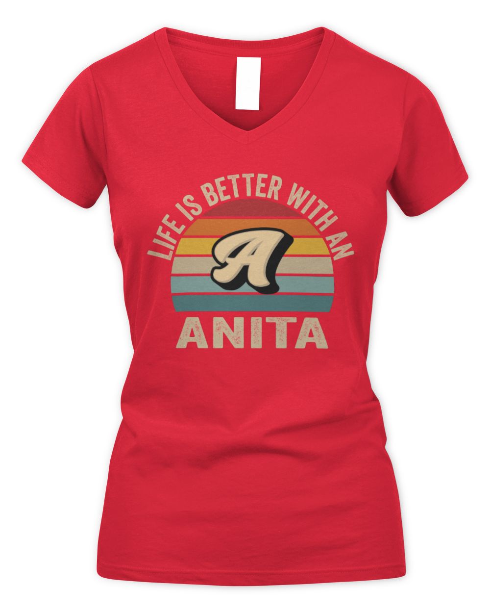 Life Is Better with Name Vintage Sun Shirt ANITA M1-50 / Women's V-Neck T-Shirt / red