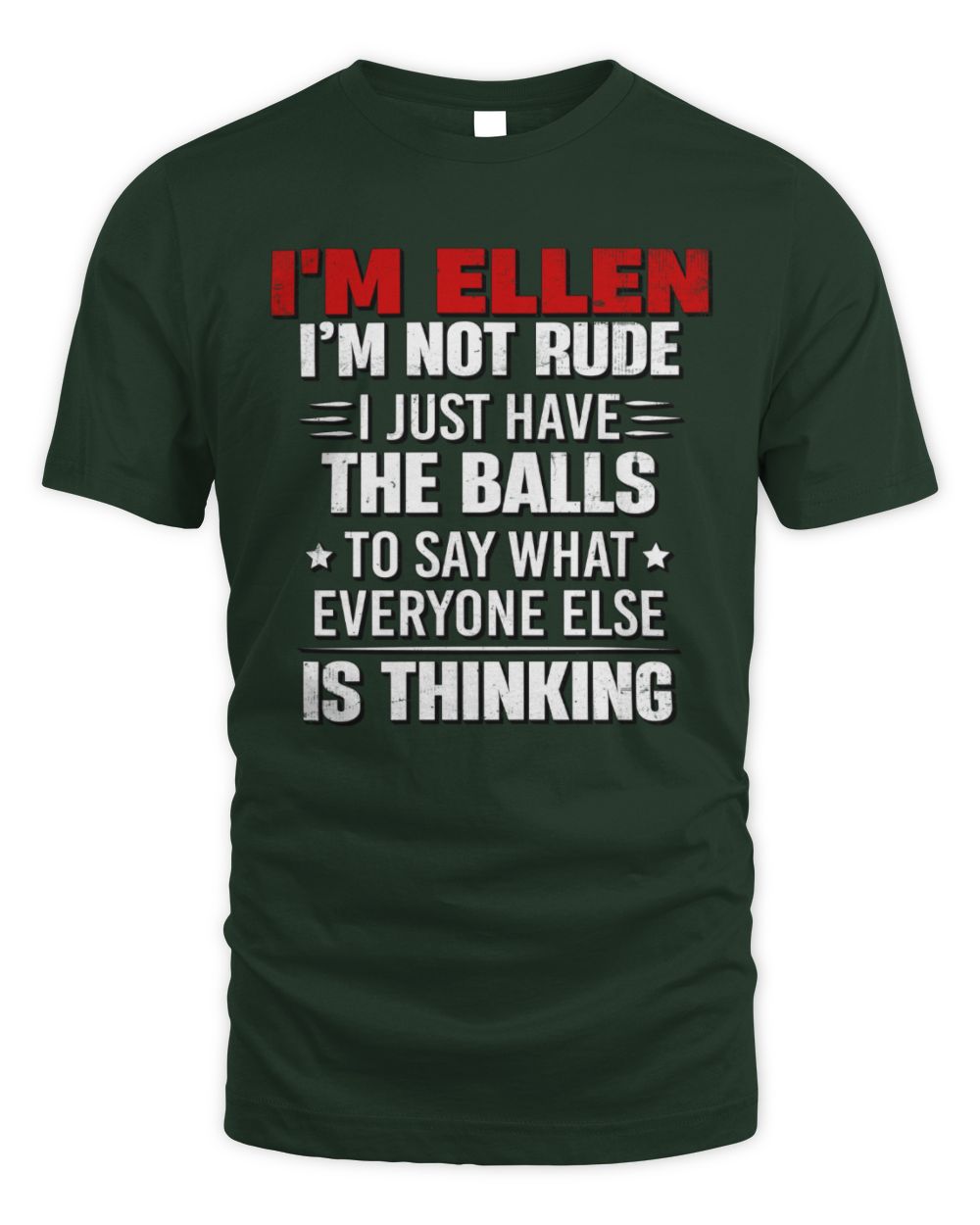 I'm Name I'm Not Rude I Just Have The Balls Funny T-Shirt ELLEN M1-46 / Unisex Standard T-Shirt / forest green