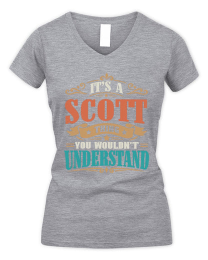 It’s a Name Thing Personalized Retro T-Shirt SCOTT M1-47 / Women's V-Neck T-Shirt / sport grey