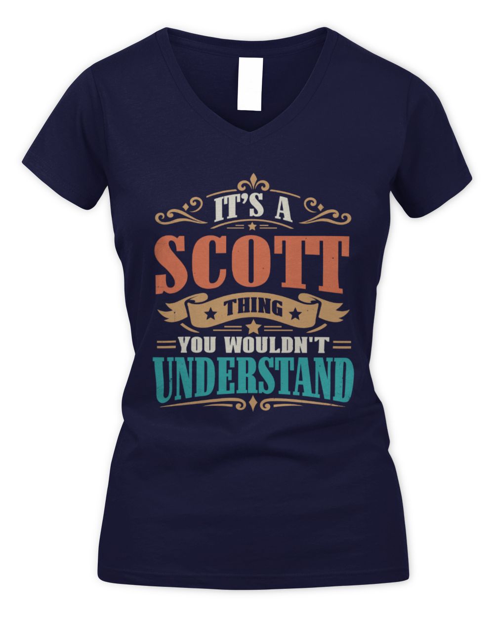 It’s a Name Thing Personalized Retro T-Shirt SCOTT M1-47 / Women's V-Neck T-Shirt / navy