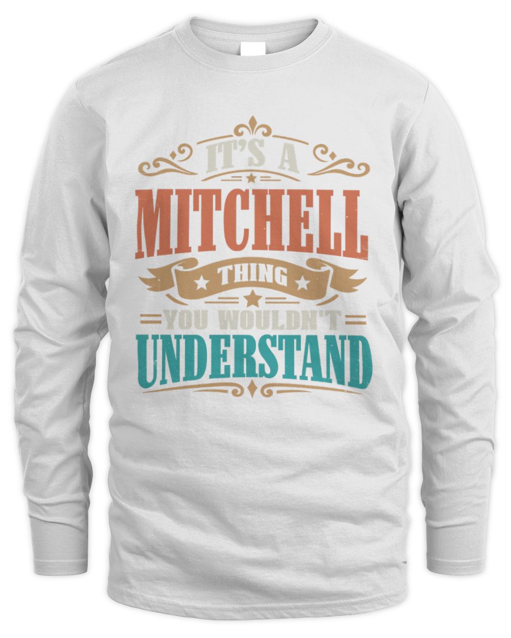 It’s a Name Thing Personalized Retro T-Shirt MITCHELL M1-47 / Men's Long Sleeved T-Shirt / white