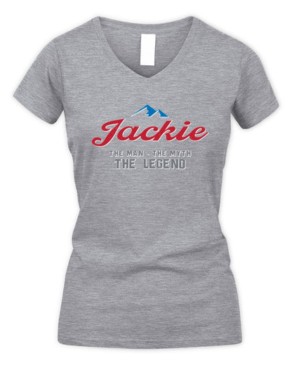 The Man The Myth The Legend Coors Light Beer T-Shirt JACKIE M1-S84 / Women's V-Neck T-Shirt / sport grey