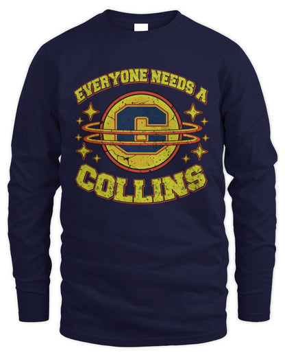 Everyone Needs a Your Name Shirt COLLINS M1-76 / Men's Long Sleeved T-Shirt / navy