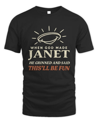 When God Made Your Name Funny Western T-Shirt T-Shirt JANET M1-S82 / Unisex Standard T-Shirt / black