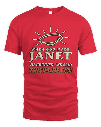 When God Made Your Name Funny Western T-Shirt T-Shirt JANET M1-S82 / Unisex Standard T-Shirt / red