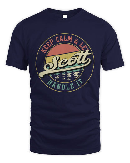Keep Calm Let Your Name Handle It Retro T-Shirt SCOTT M1-54 / Unisex Standard T-Shirt / navy