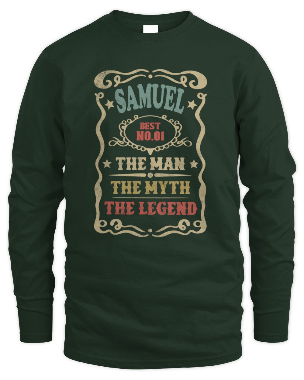 The Man The Myth The Legend Vintage Gold Wine Shirt SAMUEL M1-52 / Men's Long Sleeved T-Shirt / forest green