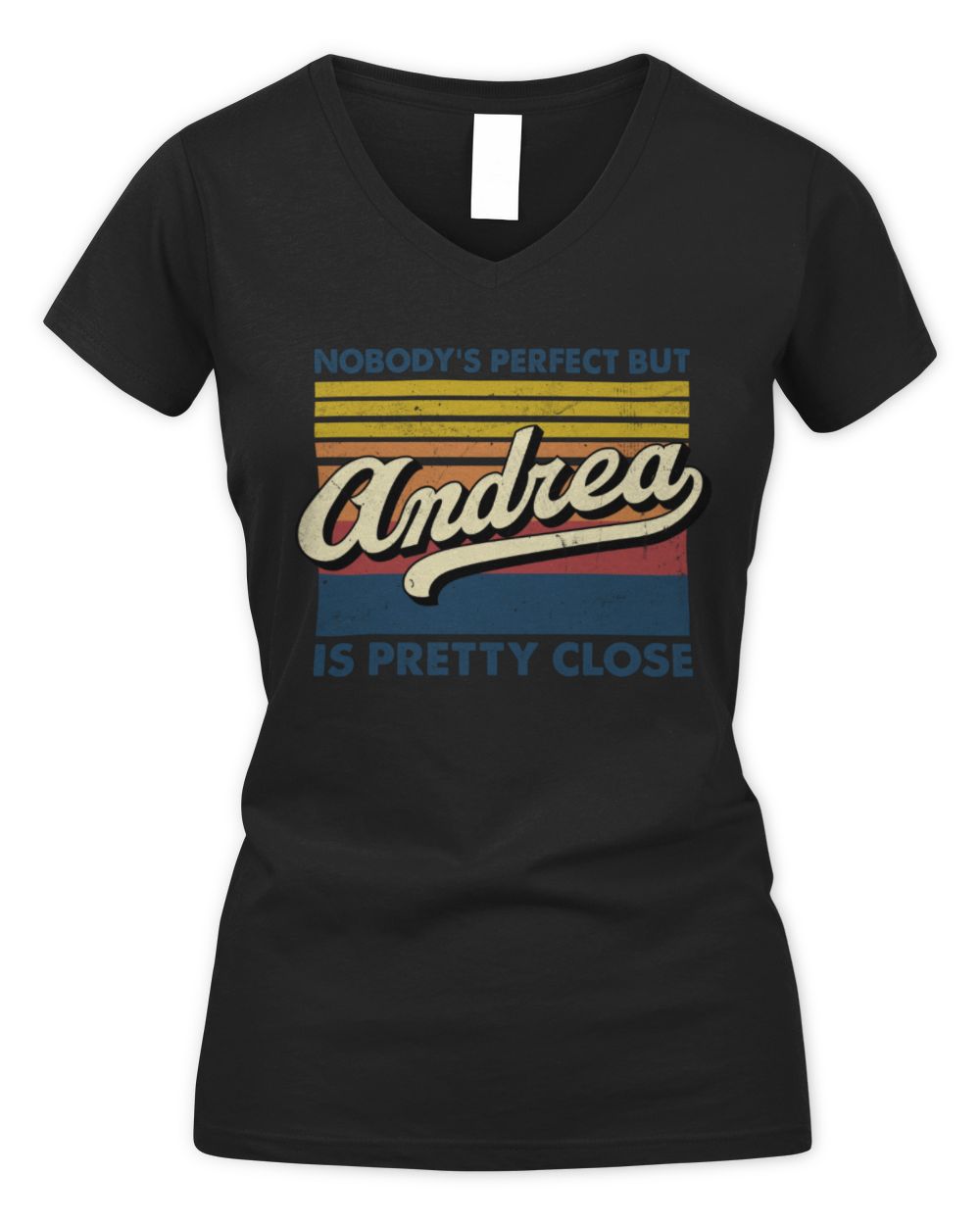 Nobody's Perfect But Your Name Is Pretty Close Retro Shirt ANDREA M1-65 / Women's V-Neck T-Shirt / black