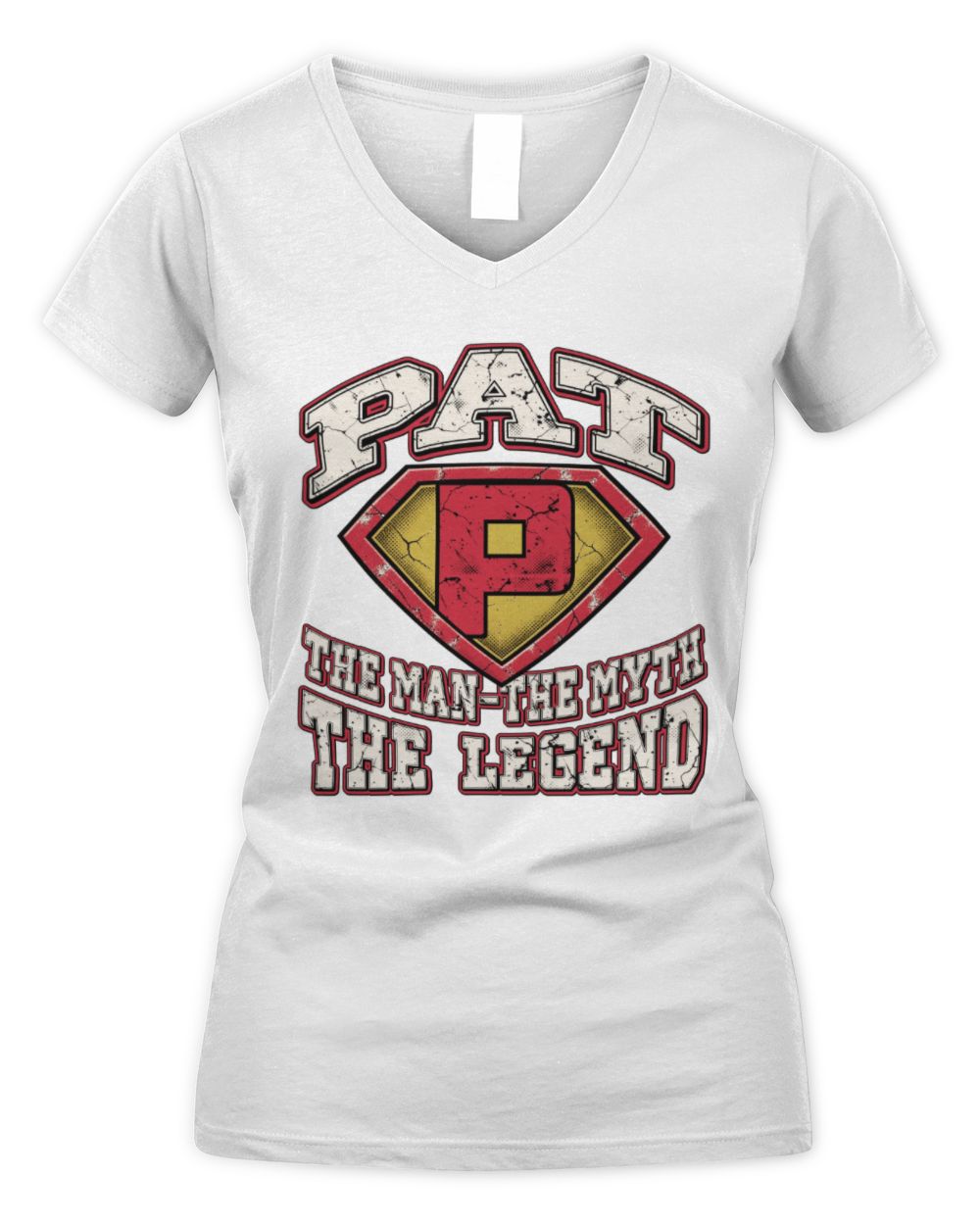 The Man The Myth The Legend Superman Graphic T-Shirt PAT M1-74 / Women's V-Neck T-Shirt / white