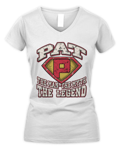 The Man The Myth The Legend Superman Graphic T-Shirt PAT M1-74 / Women's V-Neck T-Shirt / white