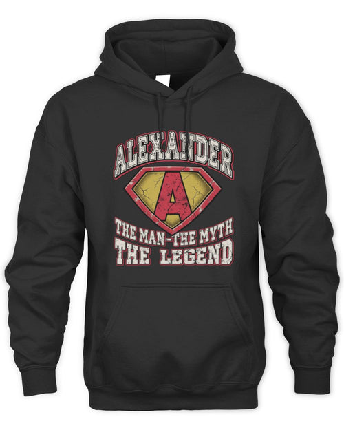 The Man The Myth The Legend Superman Graphic T-Shirt ALEXANDER M1-74 / Unisex Hoodie / black
