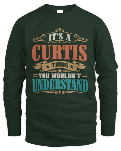 It’s a Name Thing Personalized Retro T-Shirt CURTIS M1-47 / Men's Long Sleeved T-Shirt / forest green