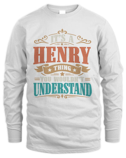 It’s a Name Thing Personalized Retro T-Shirt HENRY M1-47 / Men's Long Sleeved T-Shirt / white