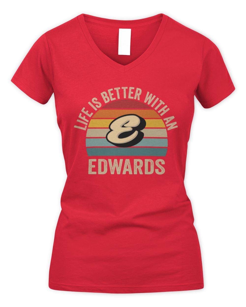 Life Is Better with Name Vintage Sun Shirt EDWARDS M1-50 / Women's V-Neck T-Shirt / red