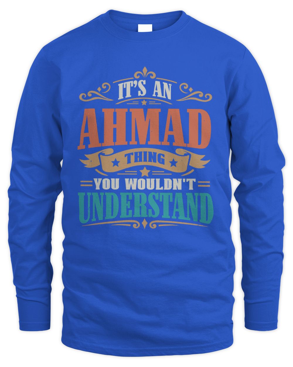 It’s a Name Thing Personalized Retro T-Shirt AHMAD M1-47 / Men's Long Sleeved T-Shirt / royal