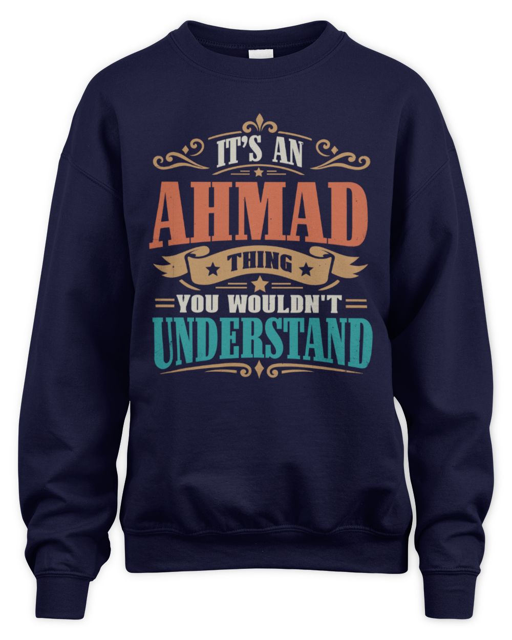 It’s a Name Thing Personalized Retro T-Shirt AHMAD M1-47 / Unisex Sweatshirt / navy