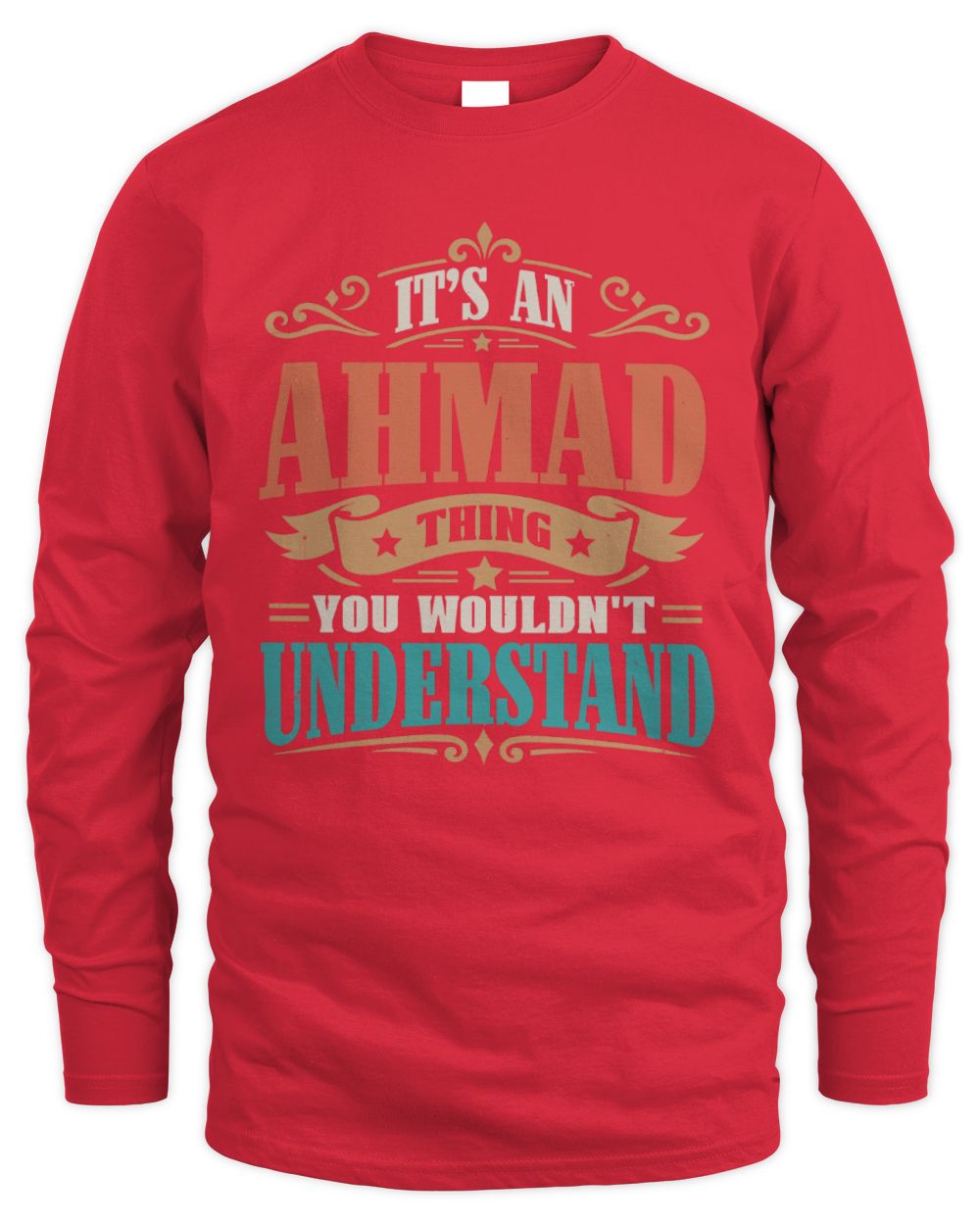 It’s a Name Thing Personalized Retro T-Shirt AHMAD M1-47 / Men's Long Sleeved T-Shirt / red